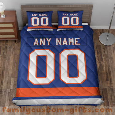 Custom Quilt Sets New York Jersey Personalized Ice hockey Premium Quilt Bedding for Men Women